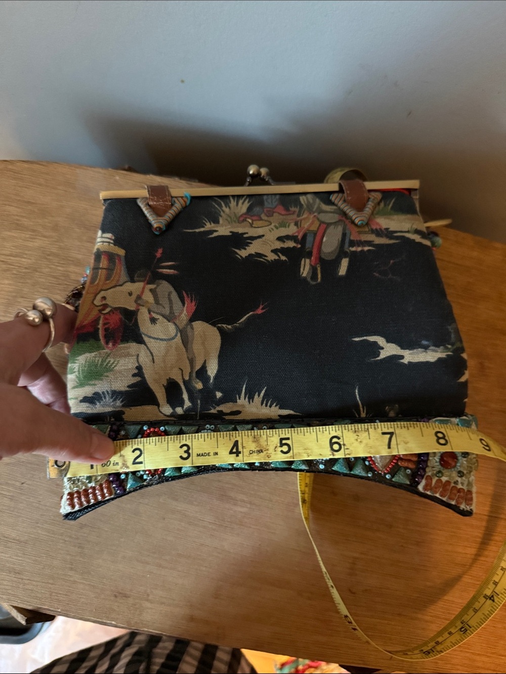 Mary Frances "Happy Trails" Western Cowboy Beaded Handbag. - Picture 8 of 17